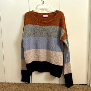 Pink Lily colorblock fuzzy sweater